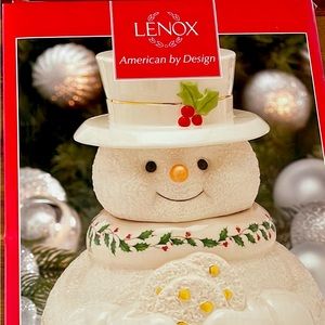 Lenox happy holly days snowman cookie jar -Vintage